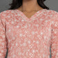 Yufta Peach Cotton Silk Embroidered Anarkali Kurta Dupatta Set - Swadesiicart