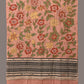 Peach Kalamkari Hand Painted Cotton Bhujodi Handloom Dupatta with Floral Design - Global Threads | Swadesiicart