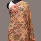 Peach Kalamkari Hand Painted Cotton Bhujodi Handloom Dupatta with Floral Design - Global Threads | Swadesiicart