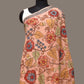 Peach Kalamkari Hand Painted Cotton Handloom Dupatta with Floral Design - Global Threads | Swadesiicart