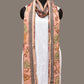 Peach Kalamkari Hand Painted Cotton Handloom Dupatta with Floral Design - Global Threads | Swadesiicart