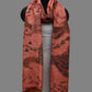 Peach Kalamkari Hand Painted Kanchipuram Silk Handloom Dupatta with Birds Design - Global Threads | Swadesiicart