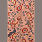 Peach Kalamkari Hand Painted Sico Stole with Floral and Birds Design - Global Threads | Swadesiicart