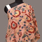 Peach Kalamkari Hand Painted Sico Stole with Floral and Birds Design - Global Threads | Swadesiicart