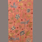 Peach Kalamkari Hand Painted Sico Stole with Floral and Birds Design - Global Threads | Swadesiicart