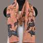 Peach Kalamkari Hand Painted Sico Stole with Floral and Birds Design - Global Threads | Swadesiicart