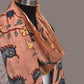 Peach Kalamkari Hand Painted Sico Stole with Floral and Birds Design - Global Threads | Swadesiicart