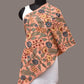 Peach Kalamkari Hand Painted Sico Stole with Floral Design - Global Threads | Swadesiicart