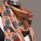 Peach Kalamkari Hand Painted Sico Stole with Floral Design - Global Threads | Swadesiicart
