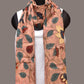 Peach Kalamkari Hand Painted Sico Stole with Floral Design - Global Threads | Swadesiicart