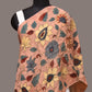 Peach Kalamkari Hand Painted Sico Stole with Floral Design - Global Threads | Swadesiicart