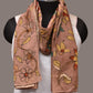 Peach Kalamkari Hand Painted Sico Stole with Floral Design - Global Threads | Swadesiicart