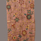 Peach Kalamkari Hand Painted Sico Stole with Floral Design - Global Threads | Swadesiicart