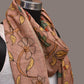 Peach Kalamkari Hand Painted Sico Stole with Floral Design - Global Threads | Swadesiicart