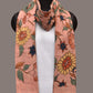 Peach Kalamkari Hand Painted Sico Stole with Floral Design - Global Threads | Swadesiicart