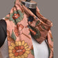 Peach Kalamkari Hand Painted Sico Stole with Floral Design - Global Threads | Swadesiicart