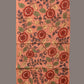 Peach Kalamkari Hand Painted Sico Stole with Flowers Design - Global Threads | Swadesiicart