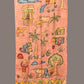 Peach Kalamkari Hand Painted Sico Stole with Village Theme Design - Global Threads | Swadesiicart
