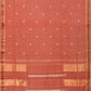 Peach Khadi Cotton Handloom Saree with Buta and Dobi Border Design - Global Threads | Swadesiicart