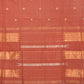 Peach Khadi Cotton Handloom Saree with Buta and Dobi Border Design - Global Threads | Swadesiicart