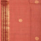 Peach Khadi Cotton Handloom Saree with Buta and Dobi Border Design - Global Threads | Swadesiicart
