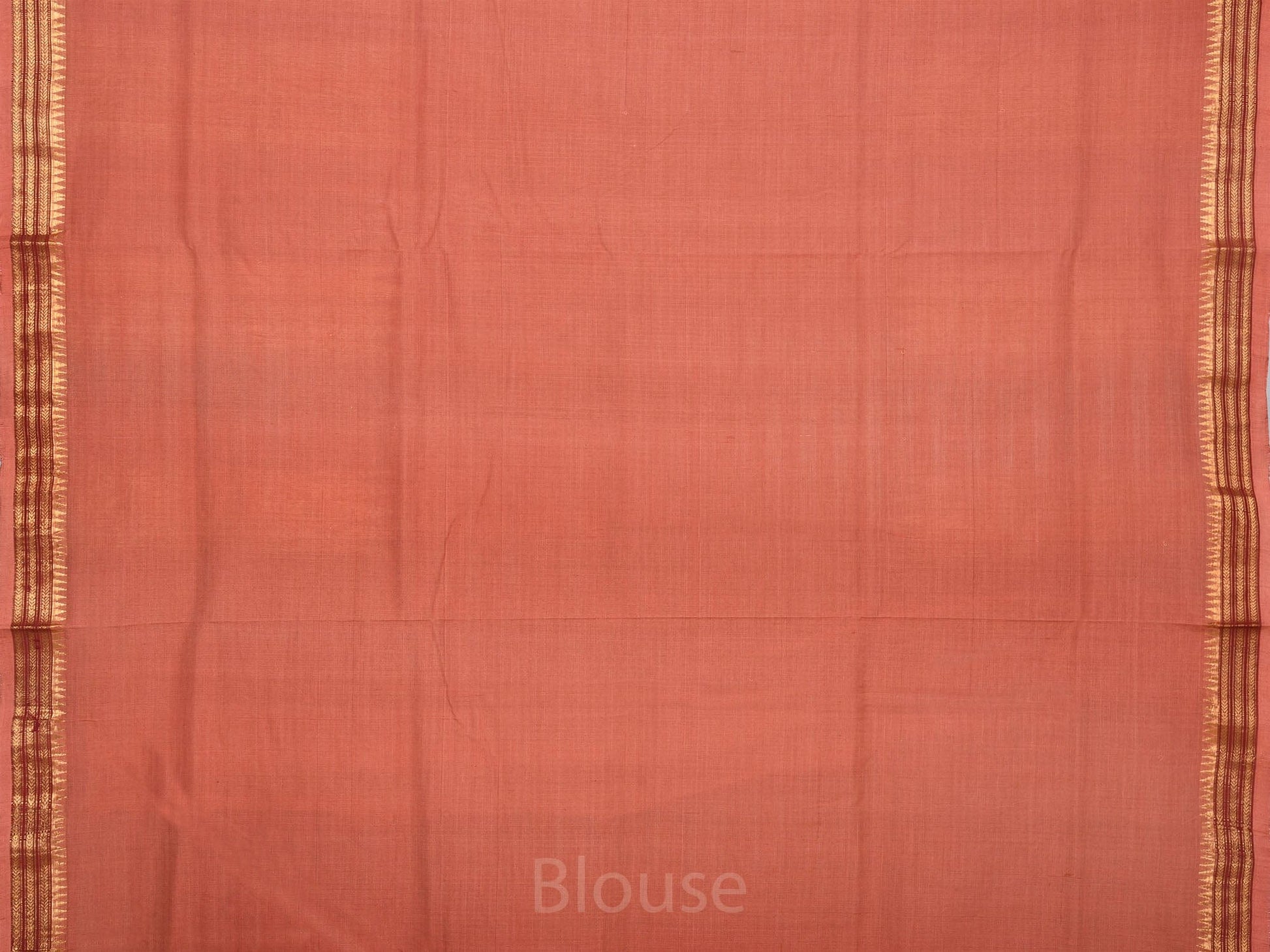 Peach Khadi Cotton Handloom Saree with Buta and Dobi Border Design - Global Threads | Swadesiicart