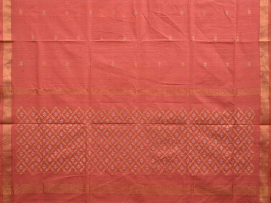Peach Uppada Cotton Handloom Saree with Jamdani Pallu Design No Blouse - Global Threads | Swadesiicart