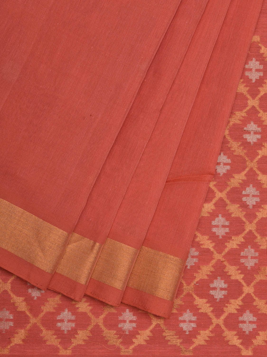 Peach Uppada Cotton Handloom Saree with Jamdani Pallu Design No Blouse - Global Threads | Swadesiicart