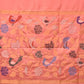 Peach Uppada Silk Handloom Saree with Birds and Floral Pallu Design - Global Threads | Swadesiicart