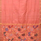 Peach Uppada Silk Handloom Saree with Birds and Floral Pallu Design - Global Threads | Swadesiicart