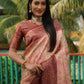 Anaita Peach Woven Design Pure Kanjivaram Soft Satin Silk Saree With Blouse