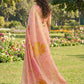 Anaita Peach Linen Saree With Blouse Piece