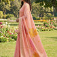 Anaita Peach Linen Saree With Blouse Piece
