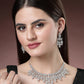NVR Women's Silver-Plated Cubic Zirconia Studded Handcrafted Jewellery Set - Swadesiicart