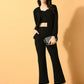 Myshka Women's Black Solid Coat With Trousers - Swadesiicart