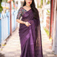 Purple Linen Sequence Saree with Unstitched Blouse - Hiral Fashion | Swadesiicart