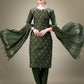Jyoti Fashion Women's Dark Green Cotton Blend Embroidery & Sequence work Kurta with Trouser & Dupatta | Swadesiicart