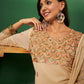Light Orange Georgette Handwork Unstitched Dress Material - Hanika | Swadesiicart
