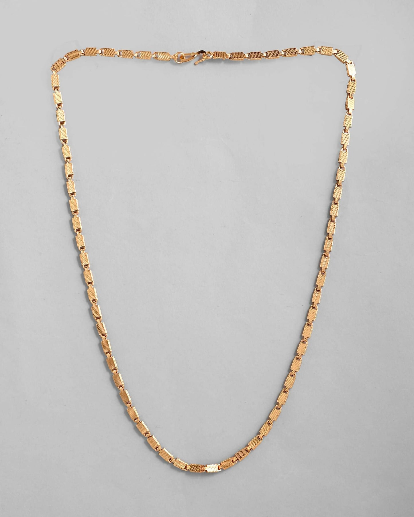 VOJ Gold-Polished Biscuit Shaped Chain For Men | Swadesiicart