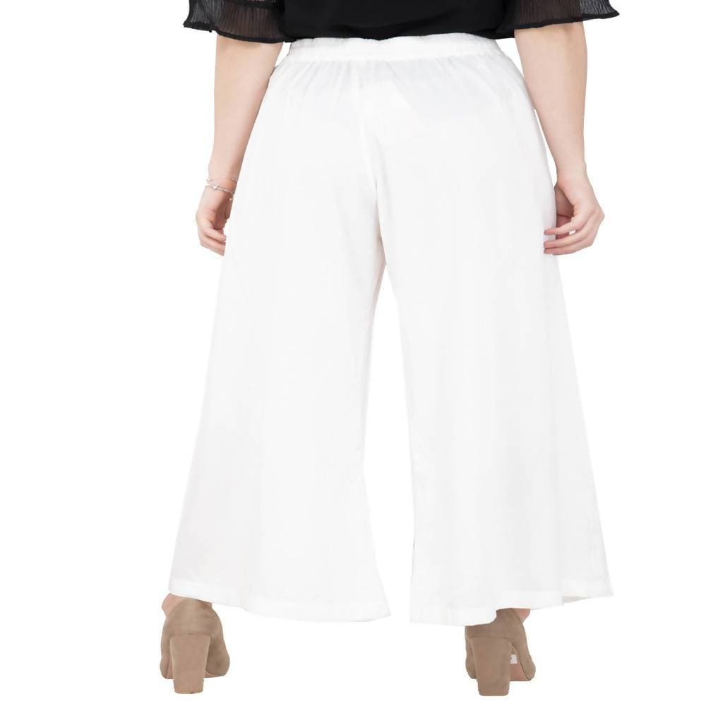 Lagi Women's White Solid Palazzo (PLZ04F) | Swadesiicart