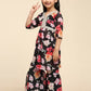 Alakhi Studio Girls Floral Georgette Printed V-Neck Kurta With Sharara - Black