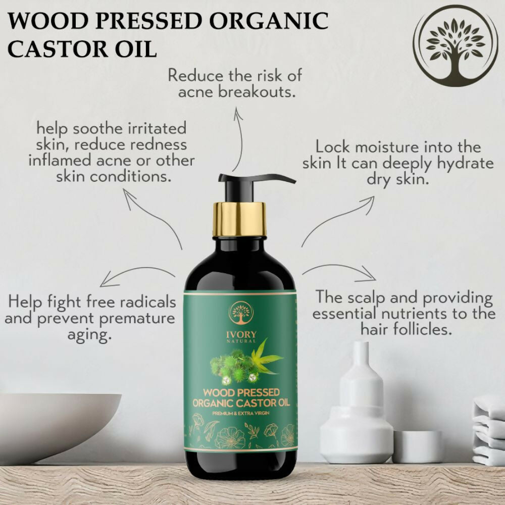 Ivory Natural Wood Pressed Organic Castor Oil For Healthy Skin & Hair Wellness | Swadesiicart