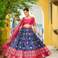 DEIANA'S Jacquard With Jari Lining With Print Lehenga Choli - Navy Blue - Swadesiicart