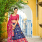 DEIANA'S Jacquard With Jari Lining With Print Lehenga Choli - Navy Blue - Swadesiicart