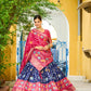 DEIANA'S Jacquard With Jari Lining With Print Lehenga Choli - Navy Blue - Swadesiicart