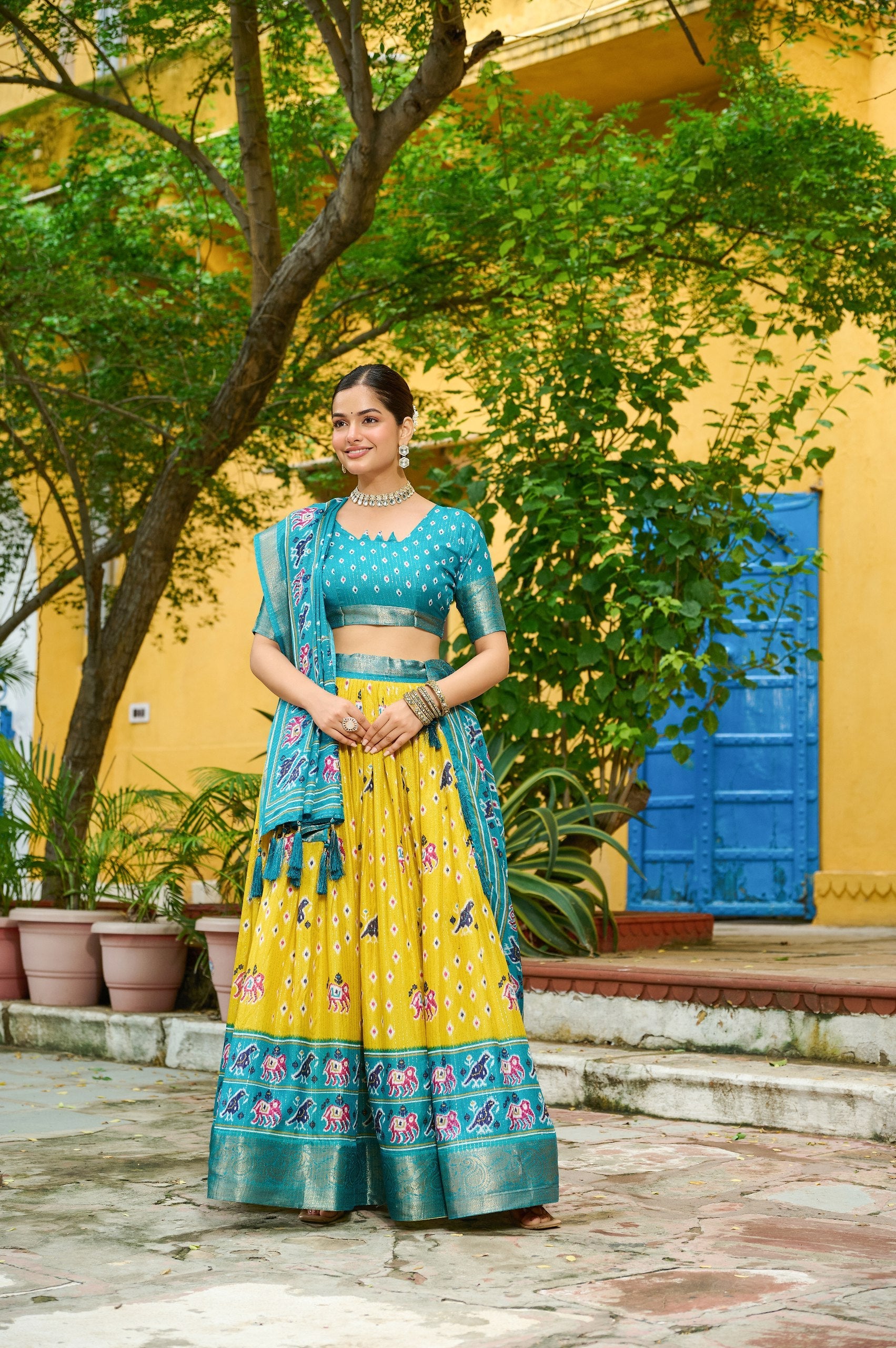 DEIANA'S Jacquard With Jari Lining With Print Lehenga Choli - Wine - Swadesiicart