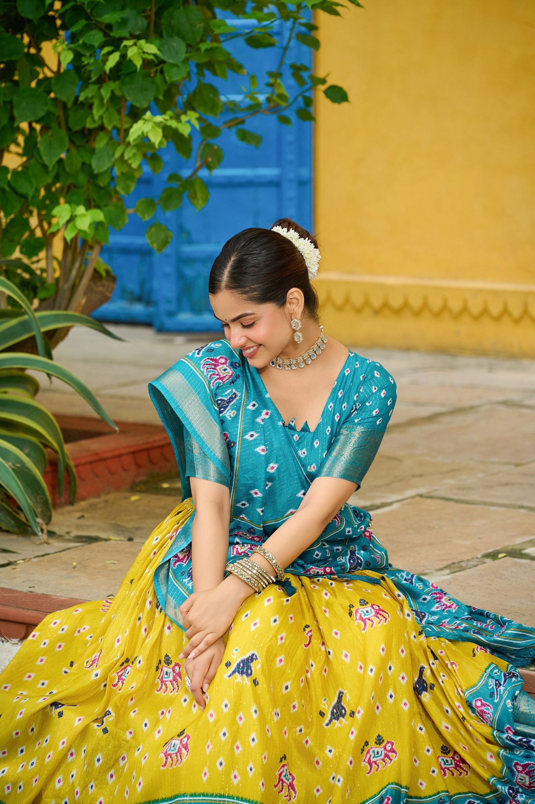 DEIANA'S Jacquard With Jari Lining With Print Lehenga Choli - Wine - Swadesiicart