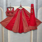 DEIANA'S Ajarak Print With Kali Pattern Lehenga Choli - Red - Swadesiicart