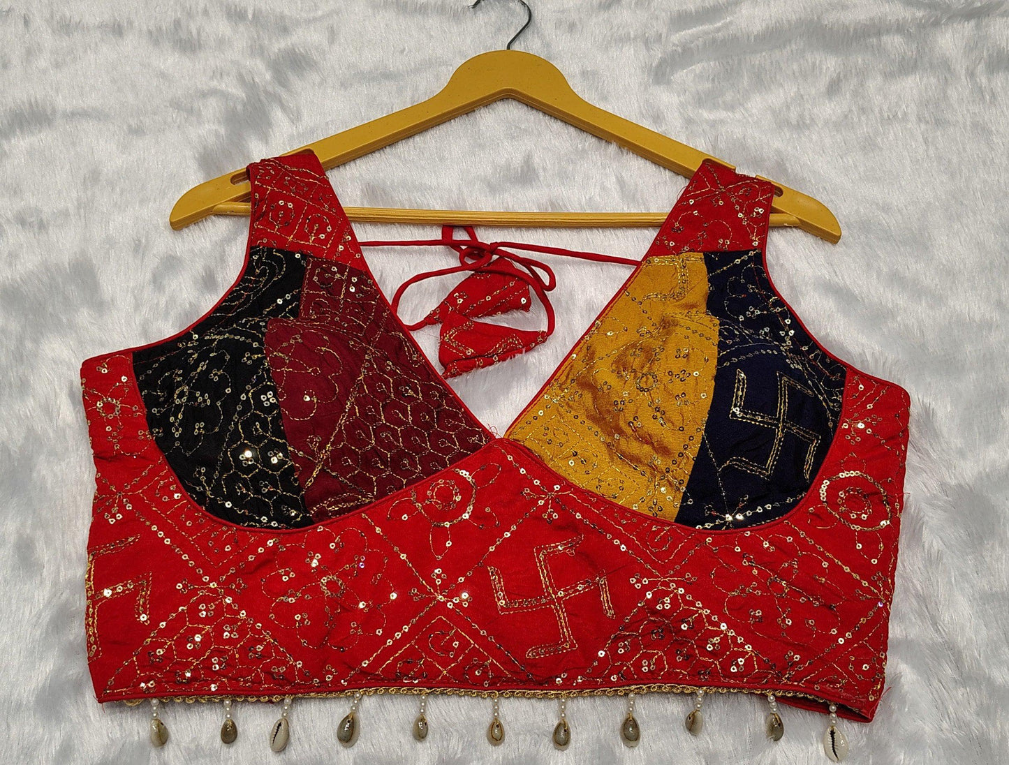 DEIANA'S Gamthi Patch With Handmade Kodi Lace Lehenga Choli - Black - Swadesiicart
