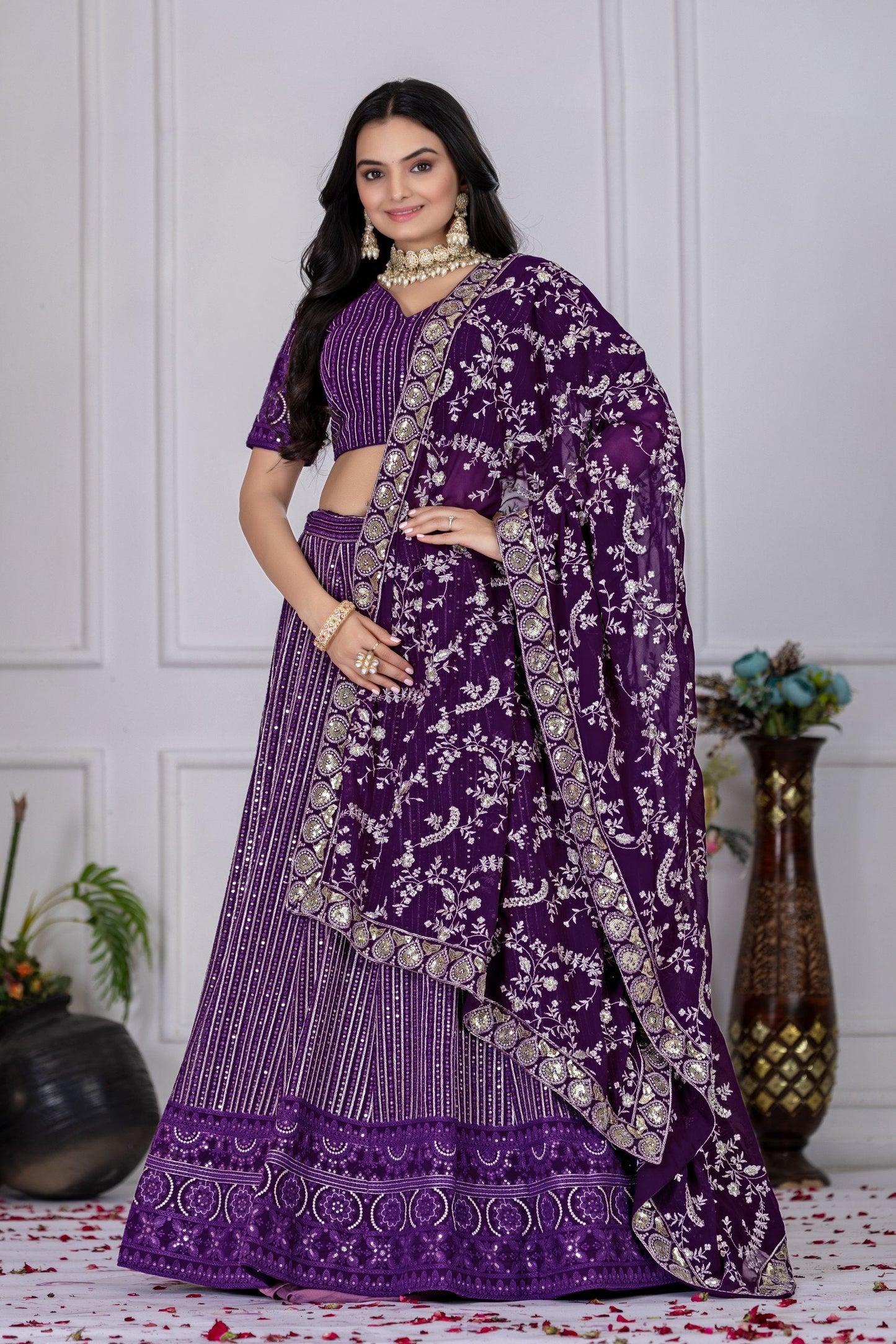 DEIANA'S Heavy Embroidery With Multi Work Lehenga Choli - purple - Swadesiicart